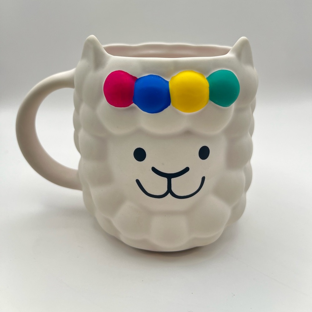 Rare✨NWT Starbucks Colorful Alpaca  Mug 14 oz White